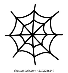 Vector spider web doodle illustration. Hand drawn doodle spider web isolated