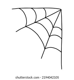 Vector spider web doodle illustration. Hand drawn doodle spider web isolated