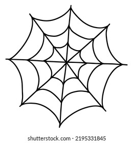 Vector spider web doodle illustration. Hand drawn doodle spider web isolated