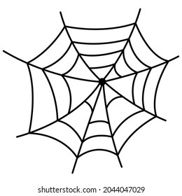 Vector spider web isolated on white background. Outline cobweb for Halloween designs