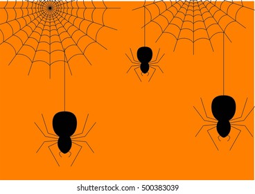 Vector spider web and small spider 