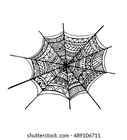 Vector Spider Web Zentangle Style Stock Vector (Royalty Free) 489106711 ...