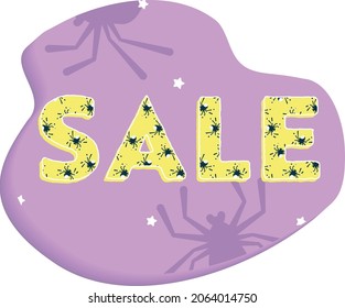 Vector Spidery Illustration Sale Inscription Halloween Banner. Perfect for social media, web design and many more.