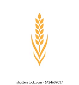 Vector Spikelet isolated on white background. Spica plant. Wheat, rice, rye ear, symbol of farming, bread, harvest