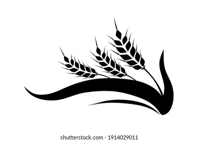 Vector Spikelet isolated on white background. Spica plant. Wheat, rice, rye ear, symbol of farming, bread, harvest.