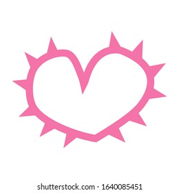 Vector spiky heart of outline hand drawn heart icon. Illustration for your graphic design.