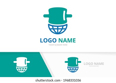 Vector spine and earth logo combination. Vertebral column and world logotype design template.