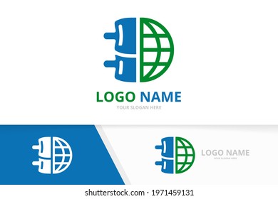 Vector spine and globe logo combination. Vertebral column and earth logotype design template.