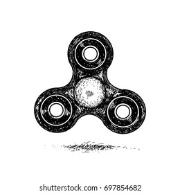 Vector spinner black and white illustration. Isolated