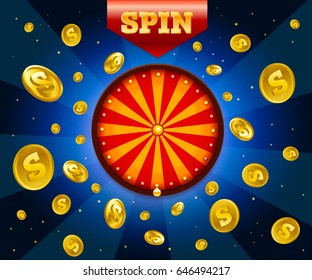 Vector spinning fortune wheel end money