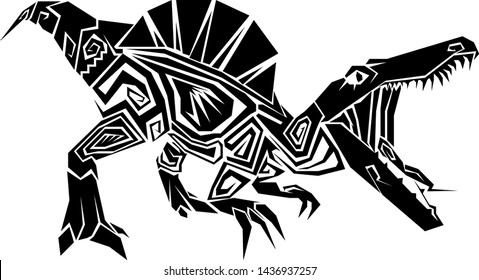 Vector of a spinosaurus tattoo sharp style