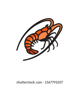 Vector spiny lobster icon. Flat illustration of spiny lobster isolated on white background. Icon vector illustration sign symbol.