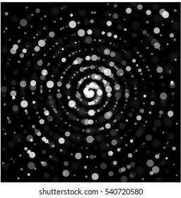 Vector spiral background  with sparkles.Glowing light glitter background. White spot lights background.
