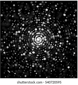 Vector spiral background  with sparkles.Glowing light glitter background. White spot lights background.