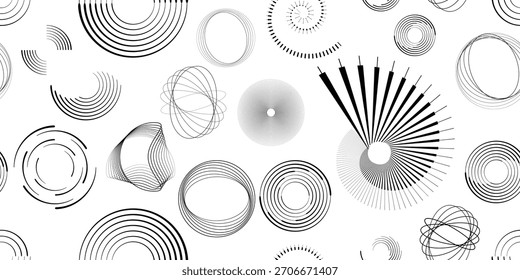 Espiral de vetor, linha circular padrão sem emenda- Padrão sem fim para papéis de parede, embalagem e embalagem. Padrão repetível com vários elementos de design criativo .