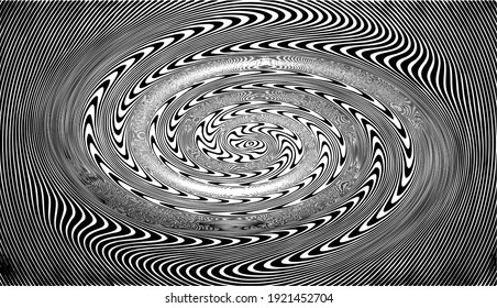 Vector spiral. Spiral. The concentric circles. The silhouette of the spiral. Effect, hypnosis, the symmetry of the spiral. Abstract background, design element.
