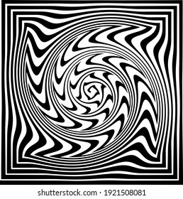 Espiral vectorial. Espiral. Los círculos concéntricos. La silueta de la espiral. Efecto, hipnosis, la simetría de la espiral. Fondo abstracto, elemento de diseño