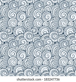 Vector spiral decorative doodles seamless pattern
