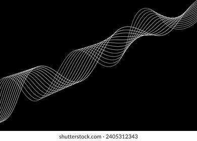 Vector Spiral flowing line art black and white particle vector abstract background