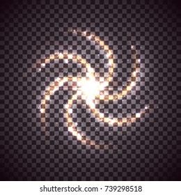 Vector spiral galaxy isolated on transparent background. Beautiful abstract cosmic wallpaper. Shining stars pattern. Creative space illustration.