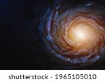 Vector spiral galaxy. Space background. Astronomical object in cosmos