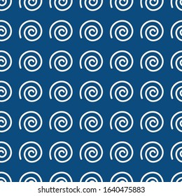 vector spiral indigo dabu print seamless repeat pattern.