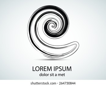 Vector Spiral Logo Design Template . Spiral Shape Cycle Creative Symbol . Wave Icon . Spiral Brush Stroke Element . Swirl . Round Shape.