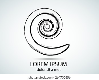Vector Spiral Logo Design Template . Spiral Shape Cycle Creative Symbol . Wave Icon . Spiral Brush Stroke Element . Swirl . Round Shape.