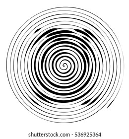 Vector spiral. No gradient. Texture.Concentric lines, circular, rotating background. Volute. Pattern. Illustration. Black and white.