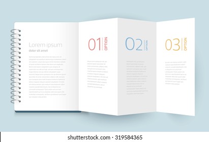 Vector spiral note book. Three options template.