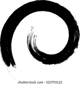 Vector spiral . paintbrush . Grunge Black and White stamp . Distress banner . Border for your Design .circular brush stroke