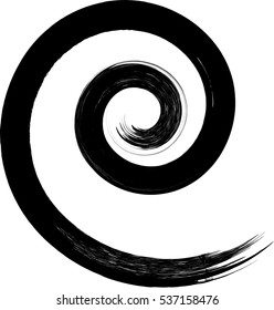 Vector spiral . paintbrush . Grunge Black and White stamp . Distress banner . Border for your Design .circular brush stroke