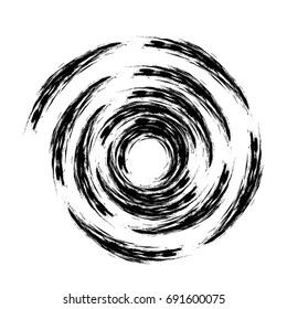 Espiral vectorial . pincel . Sello negro y blanco grueso. Cartel de la angustia. Borde para el trazo de pincel circular de diseño.