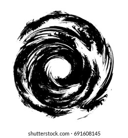 Vector spiral . paintbrush . Grunge Black and White stamp . Distress banner . Border for your Design .circular brush stroke.