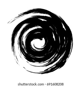 Vector spiral . paintbrush . Grunge Black and White stamp . Distress banner . Border for your Design .circular brush stroke.