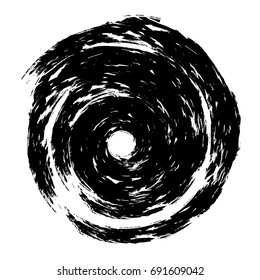 Vector spiral . paintbrush . Grunge Black and White stamp . Distress banner . Border for your Design .circular brush stroke.
