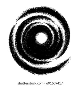 Vector spiral . paintbrush . Grunge Black and White stamp . Distress banner . Border for your Design .circular brush stroke.
