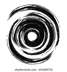 Vector spiral . paintbrush . Grunge Black and White stamp . Distress banner . Border for your Design .circular brush stroke.