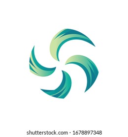 Spiralpropeller der Vektorillustration, Buchstabe X, Logotypsymbol. Moderne, digitale Grafiken.