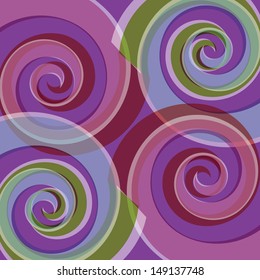 Vector Spiral snails Wallpaper in green and purple color shades