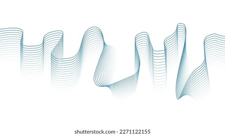 Vector spiral with sound wave. Abstract motion colorful lines. Technology illustration rhythm dynamic music wave. Futuristic background.