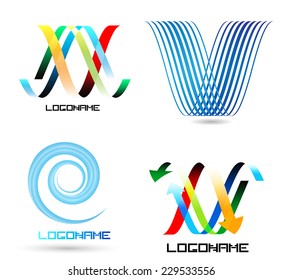 Vector Spiral with Stripes . Logo Design Collection . 
