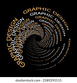 Vector spiral text stylish graphic design on a black background