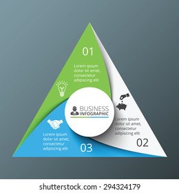 Vector Spiral Triangle For Infographic. Template For Cycle Diagram, Graph, Presentation And Round Chart. Business Concept With 3 Options, Parts, Steps Or Processes. Abstract Background.