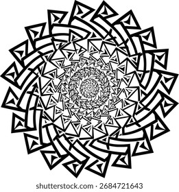 Vektor Spirale dreieckigen Mandala Ornament inspiriert von Nusa Tenggara Timur Ikat Weberei Erbe, komplizierte ethnische dekorative kreisförmige Muster für Textil-und Oberflächendesign