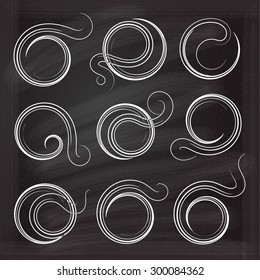 Vector spirals design elements on the chalkboard