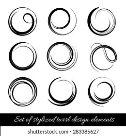 Vector spirals design elements set