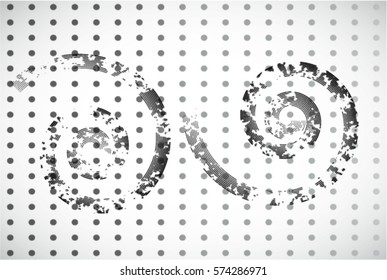 Vector Spirals in Grunge Style on transparent background.. Scrawls with Distress Texture . 