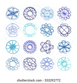 Vector spirograph elements set for your design.