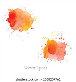 Vector splash brush orange abstract watercolor background.